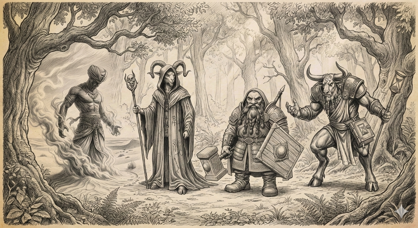 Djinn, Satyre, Nain, Minotaure